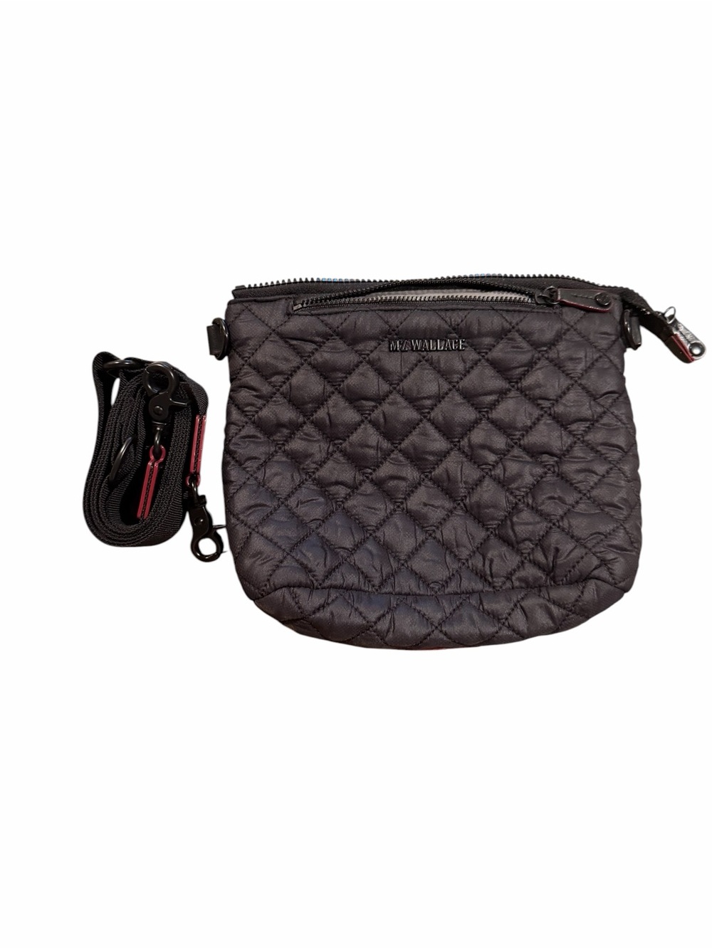 MZ Wallace Metro Scout Quilted Crossbody Bag - Black w/Red Accent Detail - Picture 2 of 9